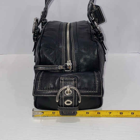 Coach Soho MIA Black Leather Satchel Purse Shoulder Bag With Side Pockets - Picture 12 of 15